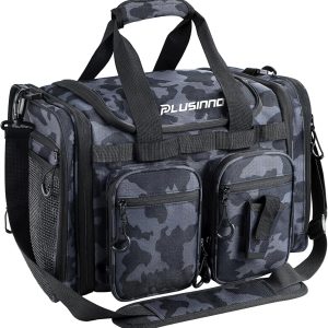 PLUSINNO Tackle Bag - Expandable Fishing Bag for Saltwater & Freshwater - Water Resistant Fishing Gear